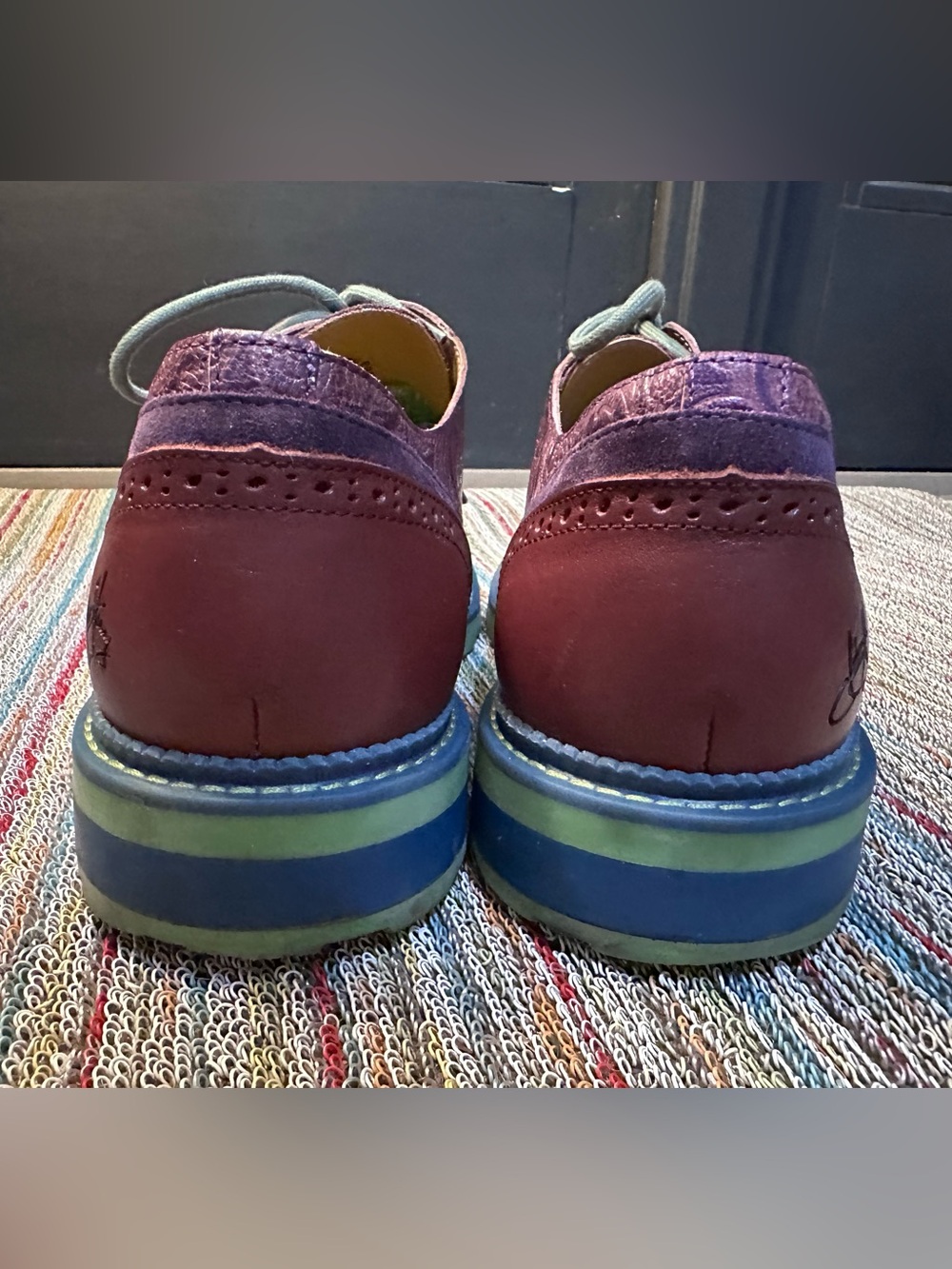 Fluevog NEARLY NEW Guardian Angel Nathaniel purple double wingtip derby- 11.5 - Picture 6 of 16